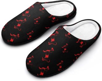 Generic Tartan Pattern Dog Cotton Slippers for Women Indoor Outdoor Slipper Slip-On Memory Foam Home Shoes