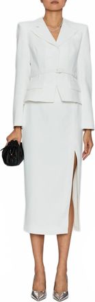 Self Portrait Crepe Tailored Midi Dress In White