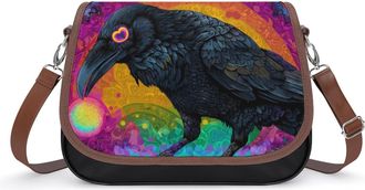 Generic Psychedelic Black Raven Fashion Womens Crossbody Bags Novelty Handbag Shoulder Bag Purse