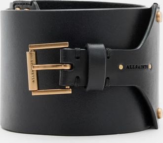 AllSaints Cow Leather Eden Leather Buckle Waist Belt, Size: XS