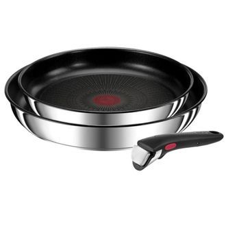 T-fal Juego De 2 Sartenes De Acero Inoxidable De 22/26 Cm + Mango. - L9739002 Tefal