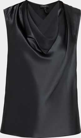 Rag & Bone Vinnie Silk Cowl-Neck Top