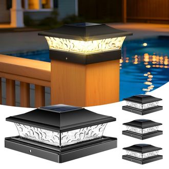 OEM Luces Para Postes, Paquete De 4, Luces Solares Mejoradas Para Postes De Madera/vinilo De 4x4 Y 5x5 Pulgadas, Resistentes Al Agua Ip65, Luz Blanca C&aacute;li
