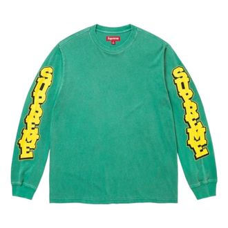 SUPREME SS26 Cracked Sleeve L/S T-Shirt Washed Green SUP-SS26-042-GRN
