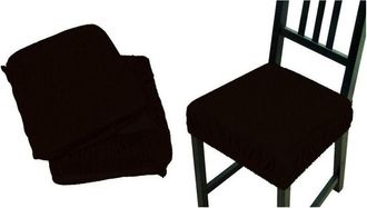 Trade Shop Trade Shop - 6 Fundas Para Silla Marrones Con Banda El&aacute;stica Y Coj&iacute;n Acolchado Desmontable