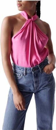 Salsa Metallic Pink Halter Neck Blouse - Dames - Tops zonder mouwen - Roze - XS - Tops