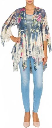 Origami Jewellery Denim Rose Lace Cardigan In Multi