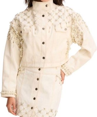 Allison Rhinestone Relaxed Jacket In Off White