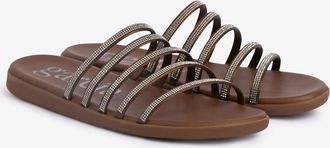 Pedro Garcia Strappy slide sandal in brown silk satin | Prudie| Spring Summer 26 | PEDRO GARCIA