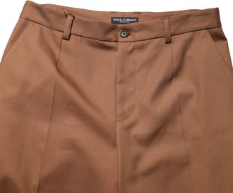 Dolce & Gabbana Brown Cotton Straight Men Dress Trouser Mens Pants (Pre-Owned)