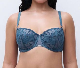 Chantelle Fleurs Signature Lace Demi Bra In Jeans Blue Denim