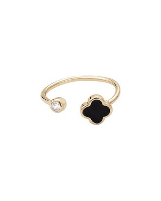 Adornia Adornia 14K Plated Adjustable Clover Ring