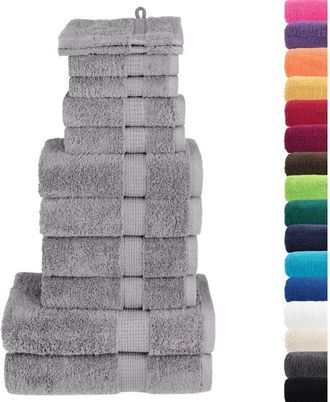 vidaXL Juego De Toallas Premium Solund 12 Unidades Gris 600 Gsm Vidaxl