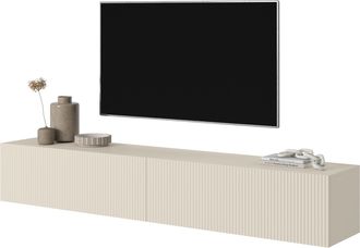 Selsey Selsey - Veldio - Mobile Tv Con Frontali A Doghe Grigio-beige, 175 Cm