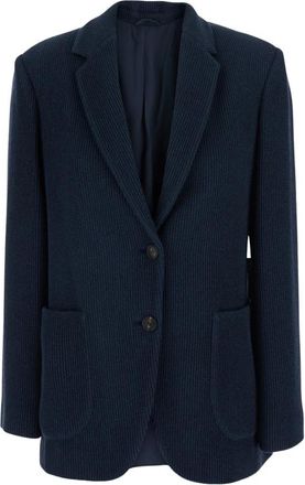 Brunello Cucinelli Enkelrijig Jasje - Dames - Blazers - Blauw - S - Wol - Jassen
