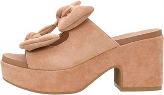 Corkys Footwear Womens Put A Bow On It Sandal In Camel Faux Suede