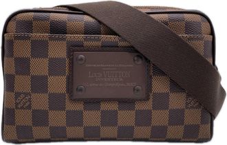 Louis Vuitton Beige Brown Coated Canvas Leather Sling Bag (Pre-Owned)