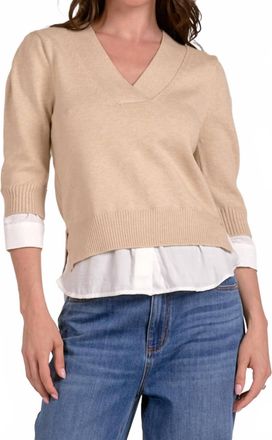 Elan Layered Quarter Sleeve Sweater In Natural