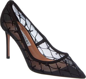 Aquazzura Nude 85 Mesh & Suede Pump