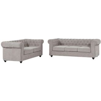 Vente-Unique Divani 3 posti e 2 posti in tessuto grigio CHESTERFIELD