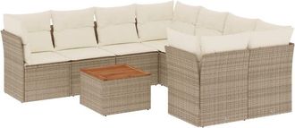 vidaXL Set De Sof&aacute;s De Jard&iacute;n 9 Pzas Con Cojines Rat&aacute;n Sint&eacute;tico Beige Vidaxl