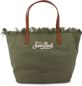 MC2 Saint Barth City Fringed Tote Bag - Dames - Shoppers - Groen - ONE Size - Katoen - Tassen