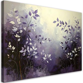 Feeby Impresi&oacute;n De Imagen, Hojas Abstractas Ramitas Morado, 100x70