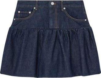 Ganni Denim Bubble Skirt - Dames - Spijkerrokken - Blauw - XS - Denim - Rokken