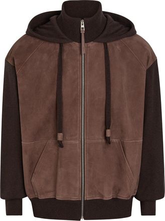 Loewe Panelled Hooded Suede and Wool-blend Jacket - Dark Brown - 50 (IT50 / L)