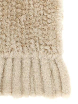Pinko Plush Fringed Scarf - Beige