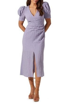 ASTR the Label Puff Sleeve Front Vent Midi Dress in Purple at Nordstrom Rack, Size Medium