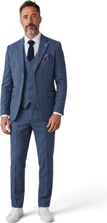 TruClothing Herenpak, blauw, 3-delig, tweed met visgraatmotief - IM4