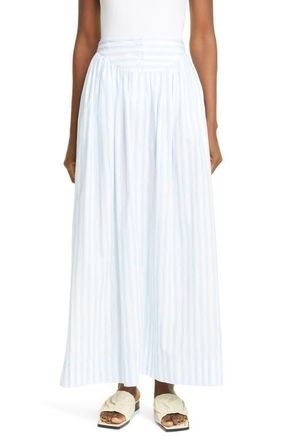 Rosetta Getty Stripe Cotton Maxi Skirt in Baby Blue/White at Nordstrom, Size Small
