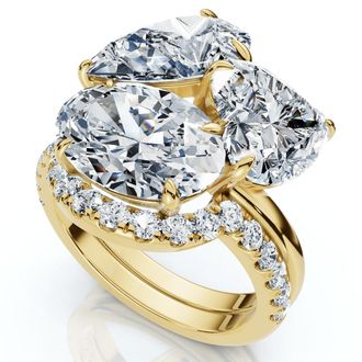 Pompeii3 6 1/3Ct Abstract Diamond Ring Set 14k Gold Lab Grown FG/VS