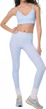 LoveShackFancy Kimi Bow Print Leggings In Blue