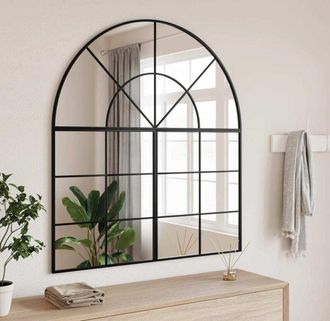 vidaXL Specchio da Parete Nero 100x110 cm Arco in Ferro - Vidaxl