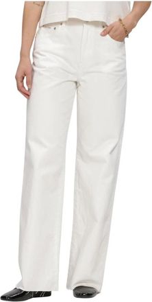 Calvin Klein Jeans, Dames, Wit, W28, Dames Jeans The Wide Leg Raw Hem