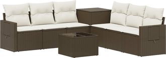 vidaXL Juego De Sof&aacute; 8 Uds. Marr&oacute;n Y Crema Blanca Vidaxl