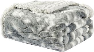 Luxury Home Alaska Microplush Faux Shearling Throw Blanket in Grey at Nordstrom Rack
