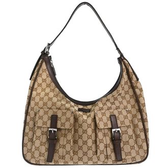 Gucci Abbey D-Ring Handbag Canvas Gg Beige Canvas Handbag (Pre-Owned)