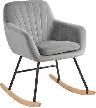 Beliani Beliani - Sedia a dondolo in velluto grigio Liarum