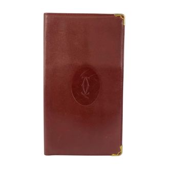 Cartier Wine Red Leather Long Wallet (Bi-Fold) (Pre-Owned)