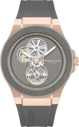 Kenneth Cole The Grove Silicone Strap Watch, 43mm in Gray at Nordstrom