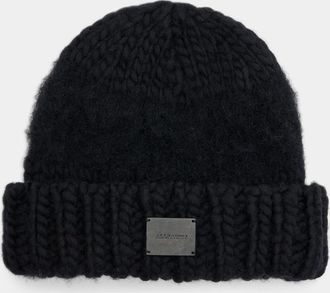 AllSaints Wool Amber Logo Patch Beanie, Size: One Size