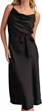 Glam Lucille Draped Neck Midi Dress In Black