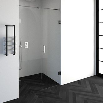 Marcel Breuer Void nisdeur 2-delig helder glas 120x200 omkeerbaar met draaideur 60 aan muur incl. glascoating chroom