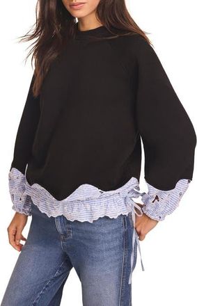 Mint Velvet Embroidered Hem Sweatshirt in Blue at Nordstrom, Size X-Large
