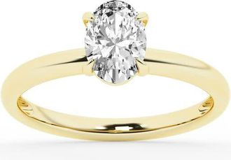 Grown Brilliance Lab Grown Diamond Engagement Ring in 10K Yellow Gold, 1 Carat Oval Cut Solitaire, Ring Size 8