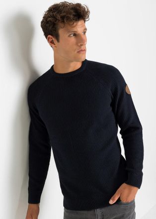 Bonprix Strickpullover BONPRIX, Herren, Gr. 60/62 (XXL), blau (dunkelblau), Obermaterial: 70% Baumwolle, 30% Polyester, regular fit, Pullover Strickpullover, 