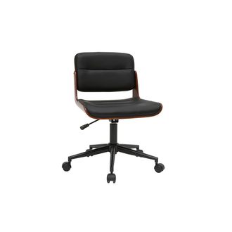 Miliboo Miliboo - Silla De Escritorio Giratoria Negra Con Madera Oscura Aramon